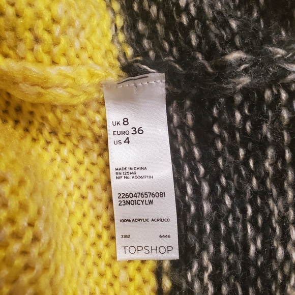 Women's Topshop Crew Neck Pullover Colorblock Sweater Sz US 4 Yellow Black Beige - Picture 11 of 12